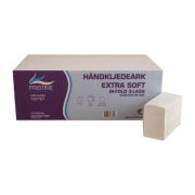 Hndtrkepapir ark, M fold, nyfiber, hvit 3-lags, 20,6x32 cm (25 pk)