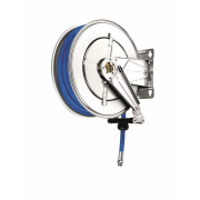 Automatisk slangetrommel, hygienisk slange, rustfri, for luft/vann, 10 m, 20 bar