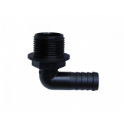 Slangenippel med 90-vinkel, med utvendig gjenge - plast