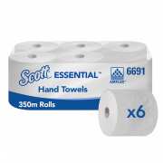 Kimberly Clark Scott 6691 AIRFLEX Hndtrk rull, hvit, blandede fibre, 1-lags, 6 x 350 mtr. 
