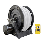 Frittstende 50 meters Hytrykks slangetrommel med 12V. elektrisk motor uten slange