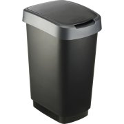 Affaldsspand Rotho Twist i plast, sort med slv kant, 25 L