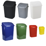 Avfallsbeholder 15L, Gr plast, Med hengslet lokk