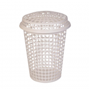 Vaskeri Kurv med lokk, 60 ltr, hvit, 47 x H65 cm.